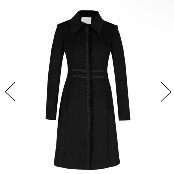 Boss Womens Wool Coat Black Studded Size 10 - Picture 2 of 9